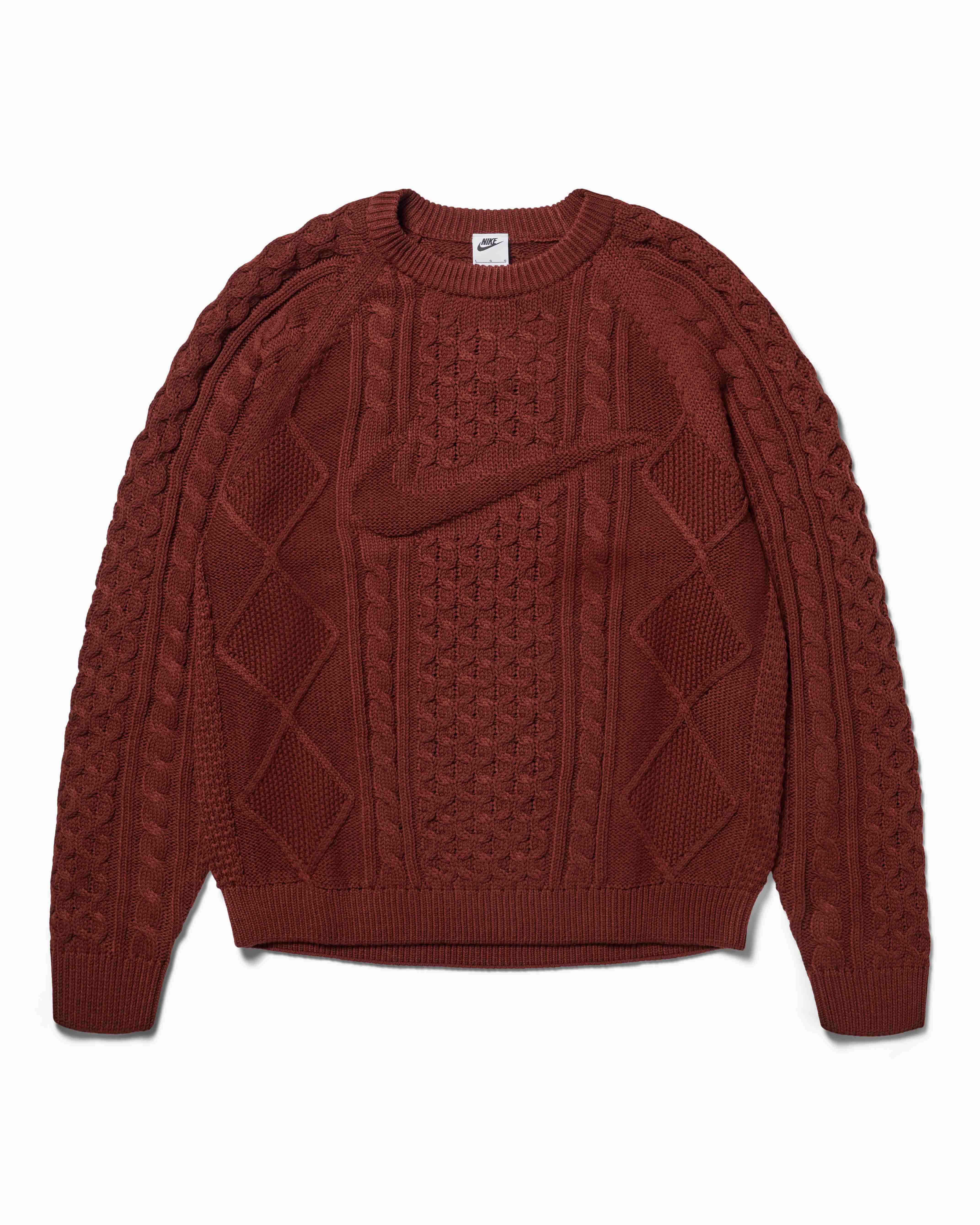 Cable-Knit Sweater Nike Tops Knitwear Brown