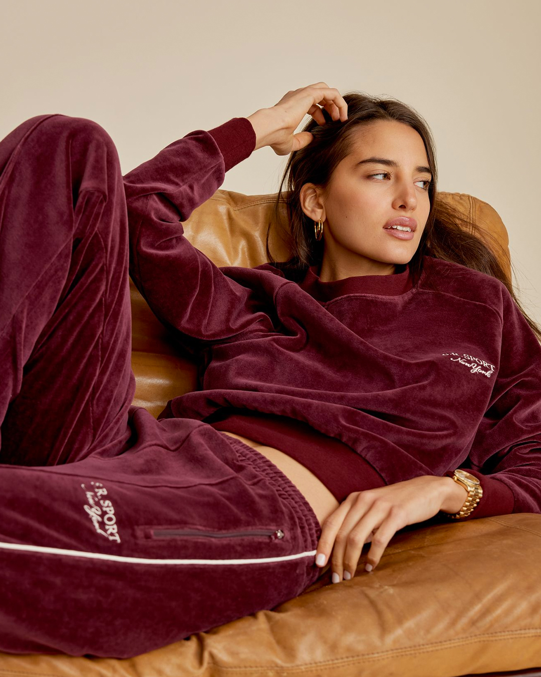 Piped velvet track pant Relaxed fit