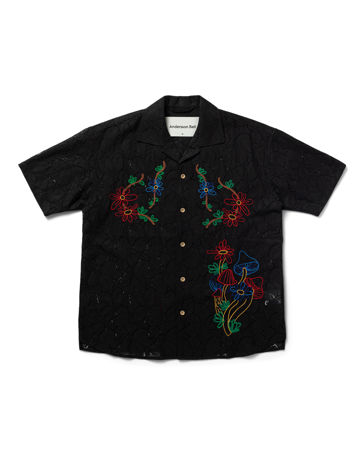 Flower Mushroom Embroidery Open Collar Shirts $429 Andersson Bell