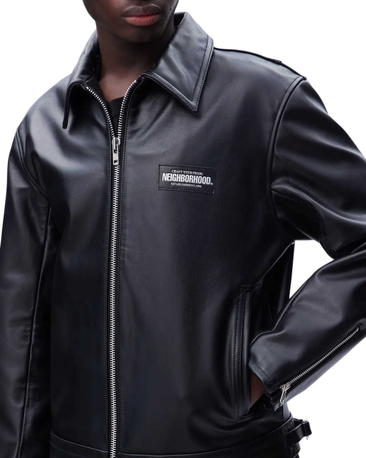 Single Leather Jacket $719 Neighborhood Outerwear Leather Jackets Black