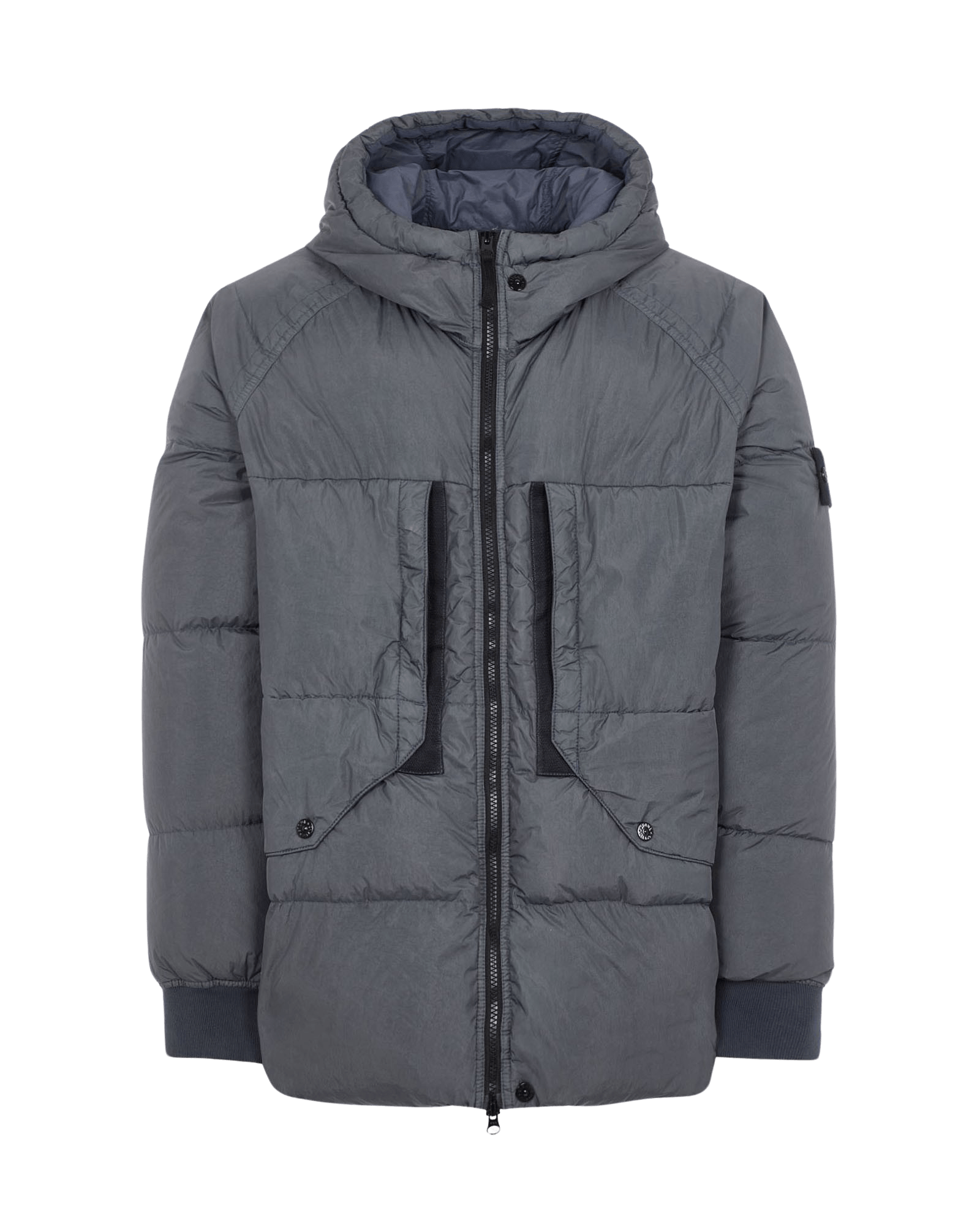 Stone Island Compass-patch hooded padded jacket - Grey