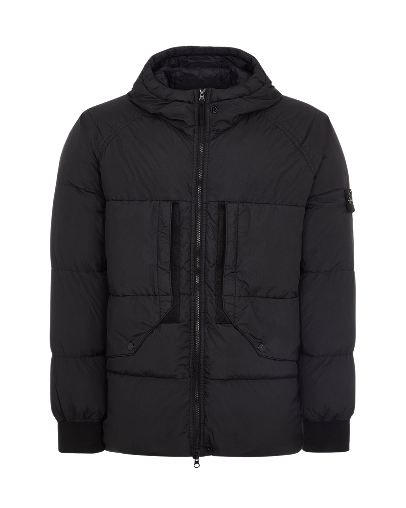 Crinkle Reps Hooded Jacket Stone Island Outerwear Down Jackets Black