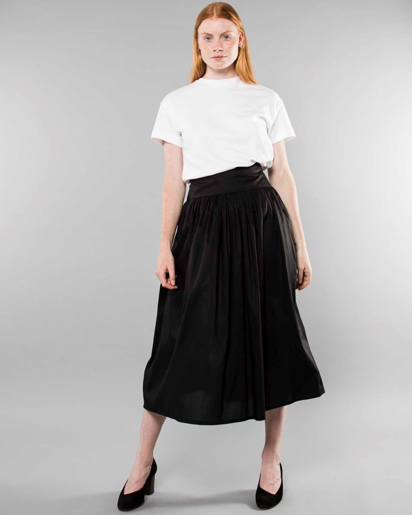 Gathered Waist Midi Skirt Totême Bottoms Skirts Black