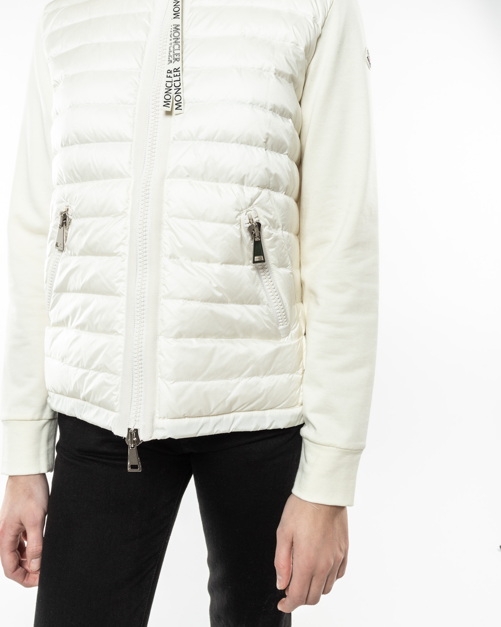 Moncler Maglia Con Hoodied Cardigan White 034