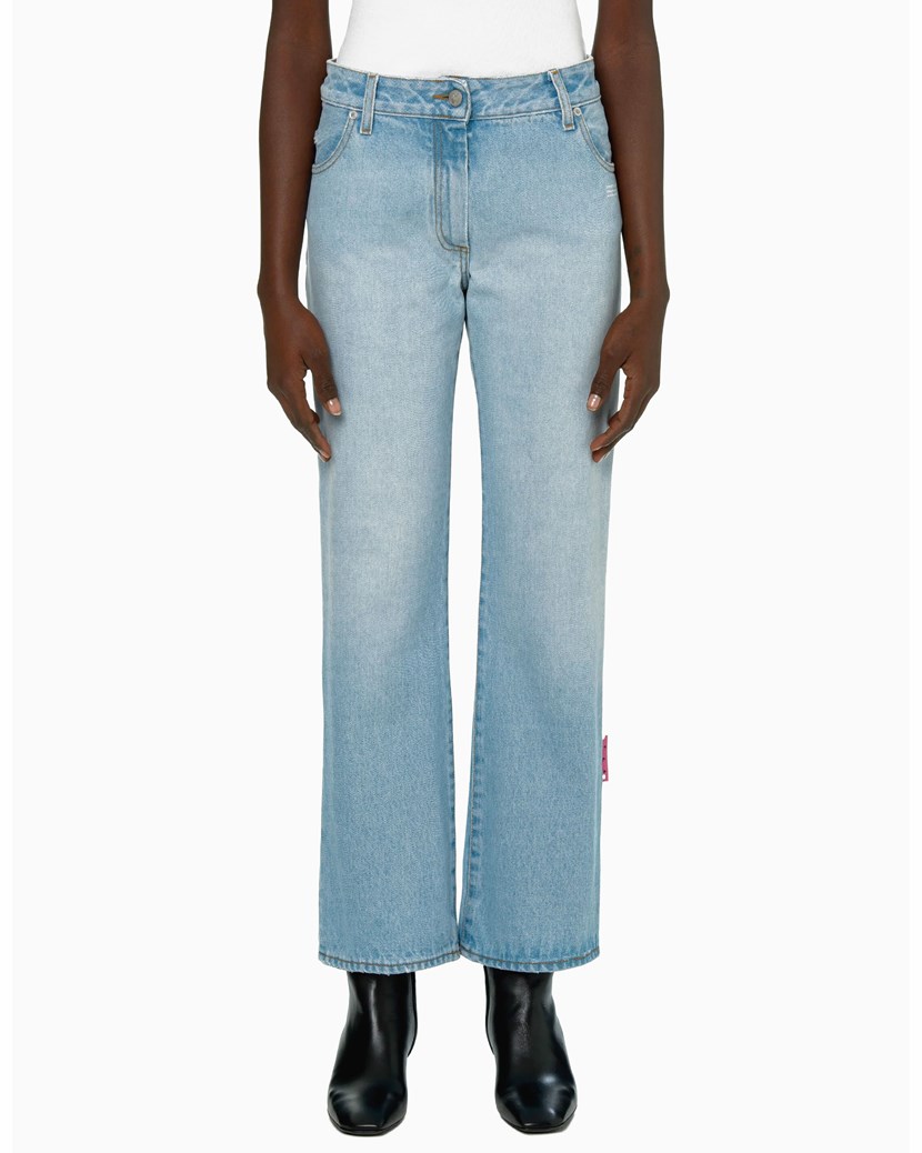 Denim Cropped Flare Off-White Bottoms Jeans Blue