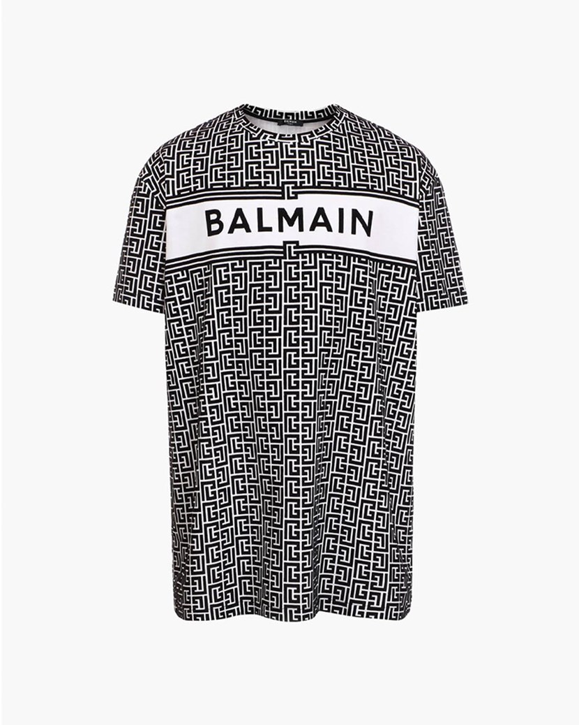 Balmain Monogram Flock T-shirt BALMAIN Tops T-Shirts Black