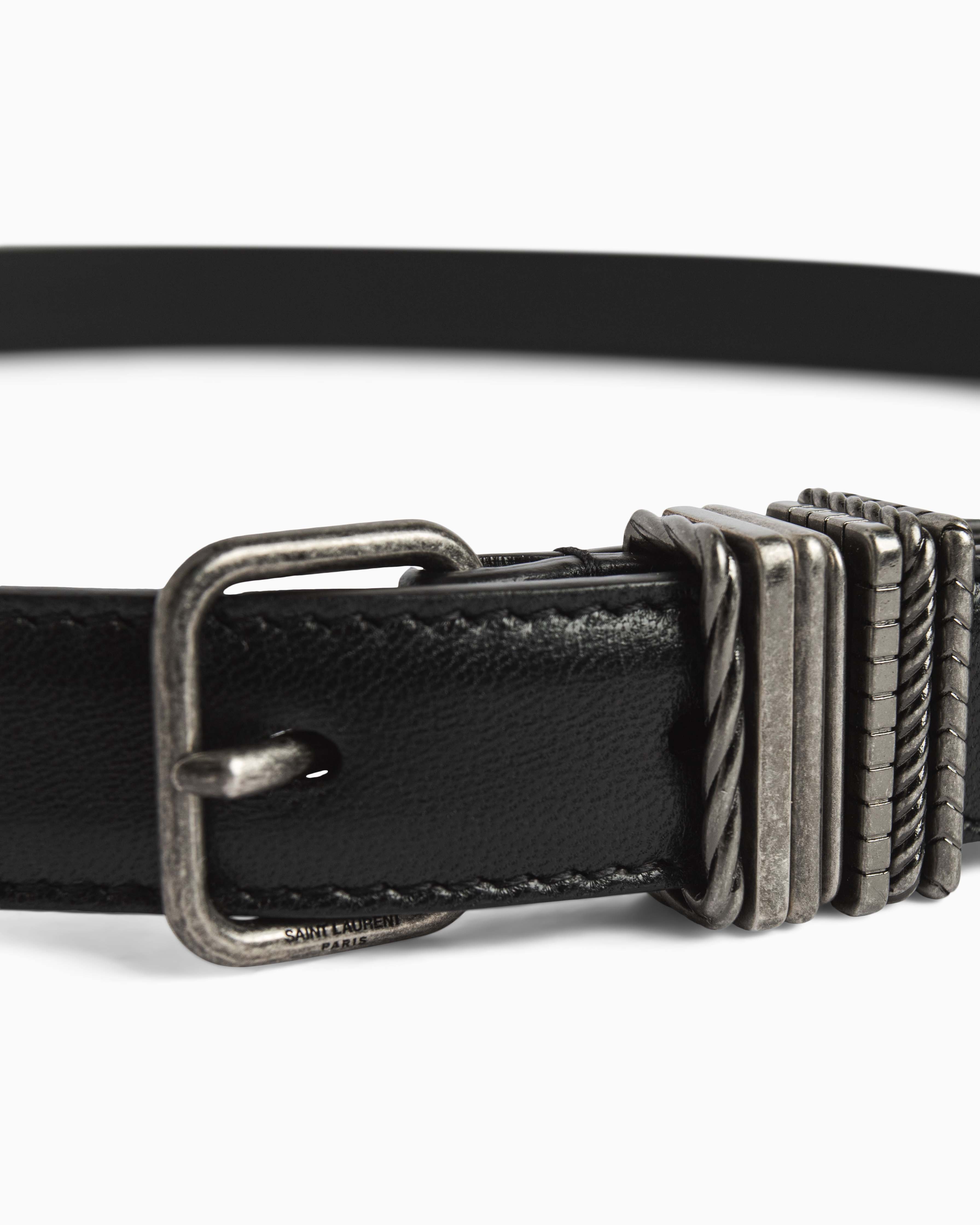 Slim Leather Belt in Black - Saint Laurent
