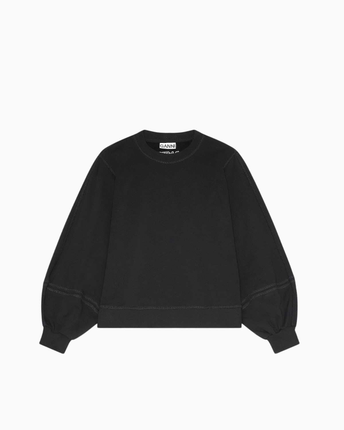 Puff Sleeve Sweatshirt Ganni Tops Sweats & Hoodies Black