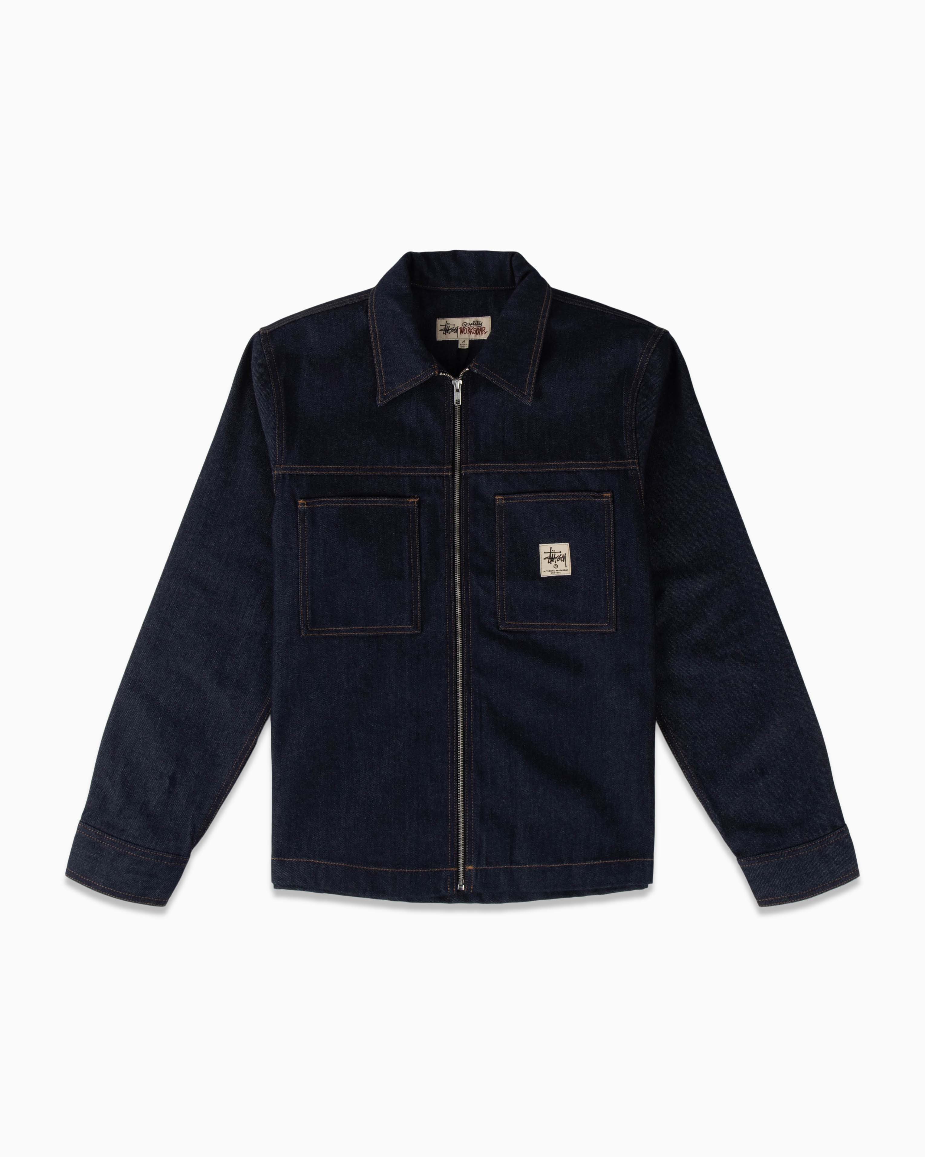 Denim Zip Up Work Shirt Stüssy Tops Shirts Blue