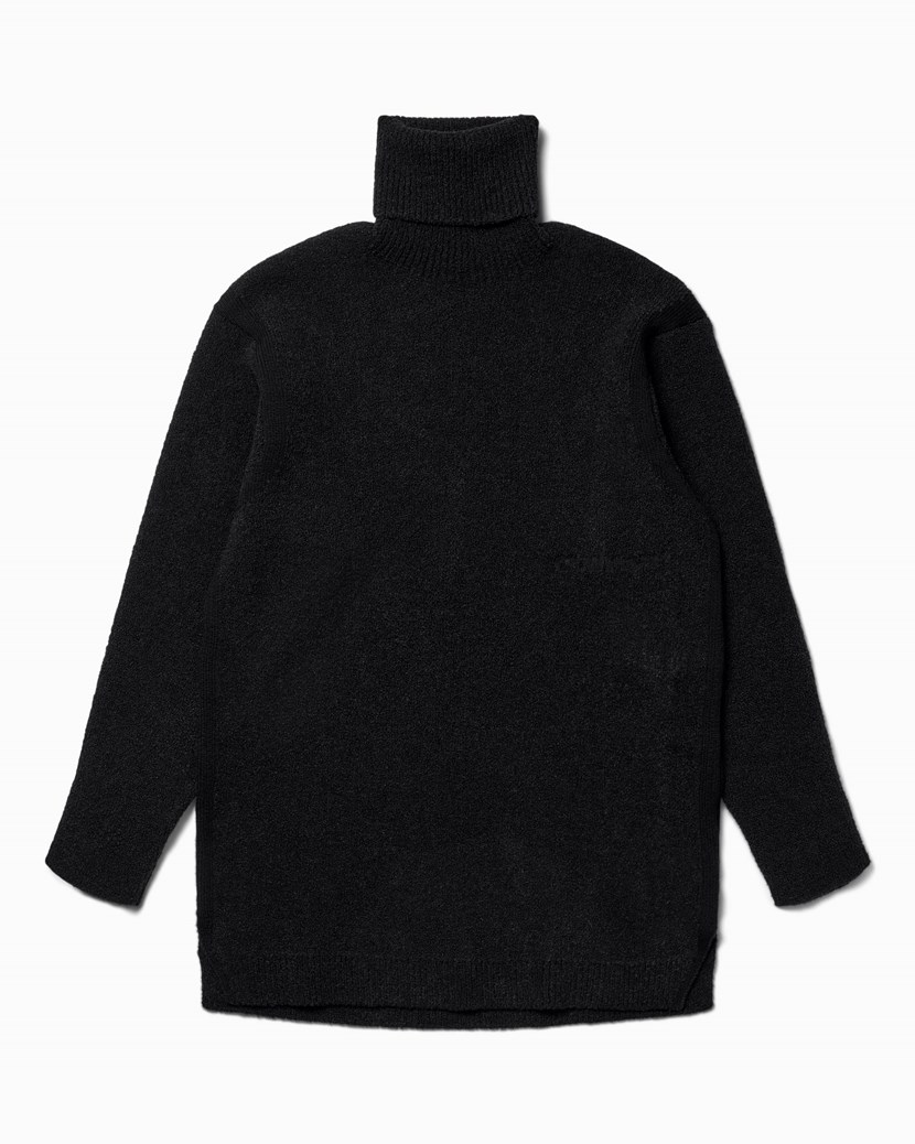 Micro Bouclé Knit Turtleneck Off-White Tops Knitwear Black