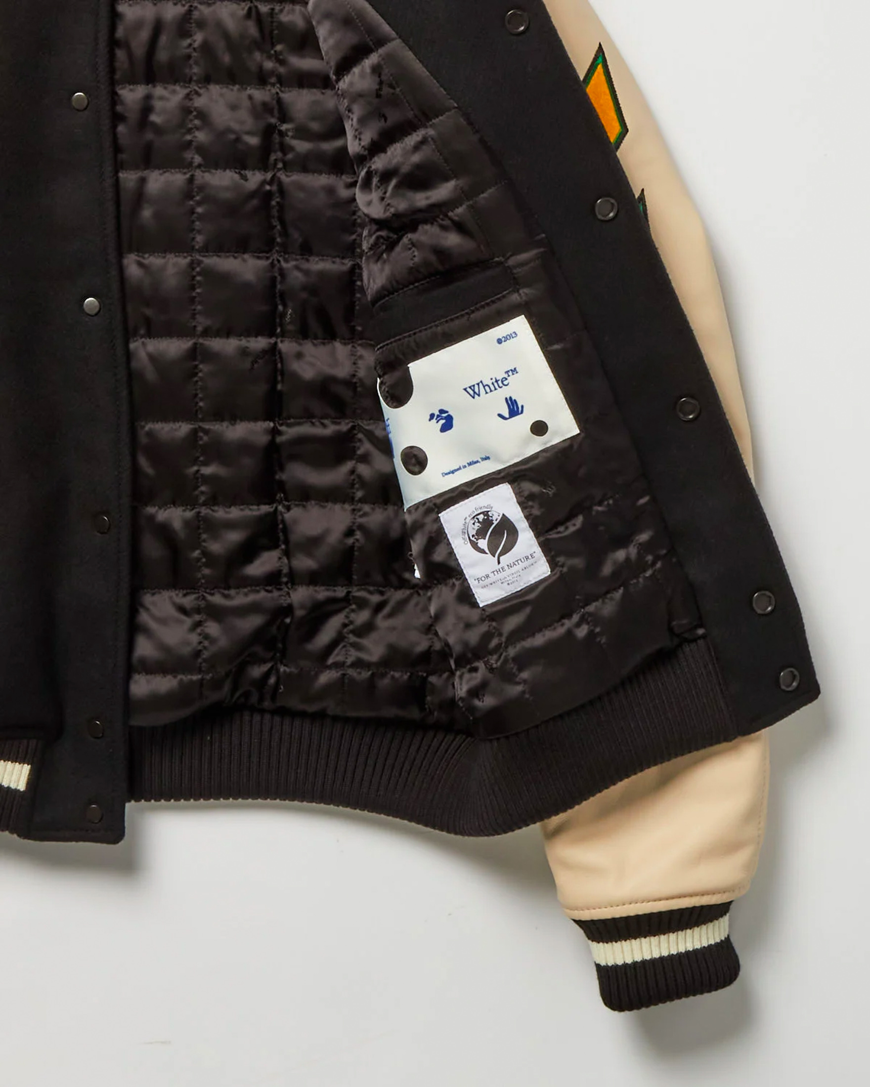 Leather Varsity Jacket Off-White Outerwear Jackets Black